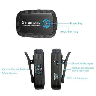 Saramonic Blink 500 B2 TX+TX+RX Wireless Omni Lavarier Mic - Original - Hitam